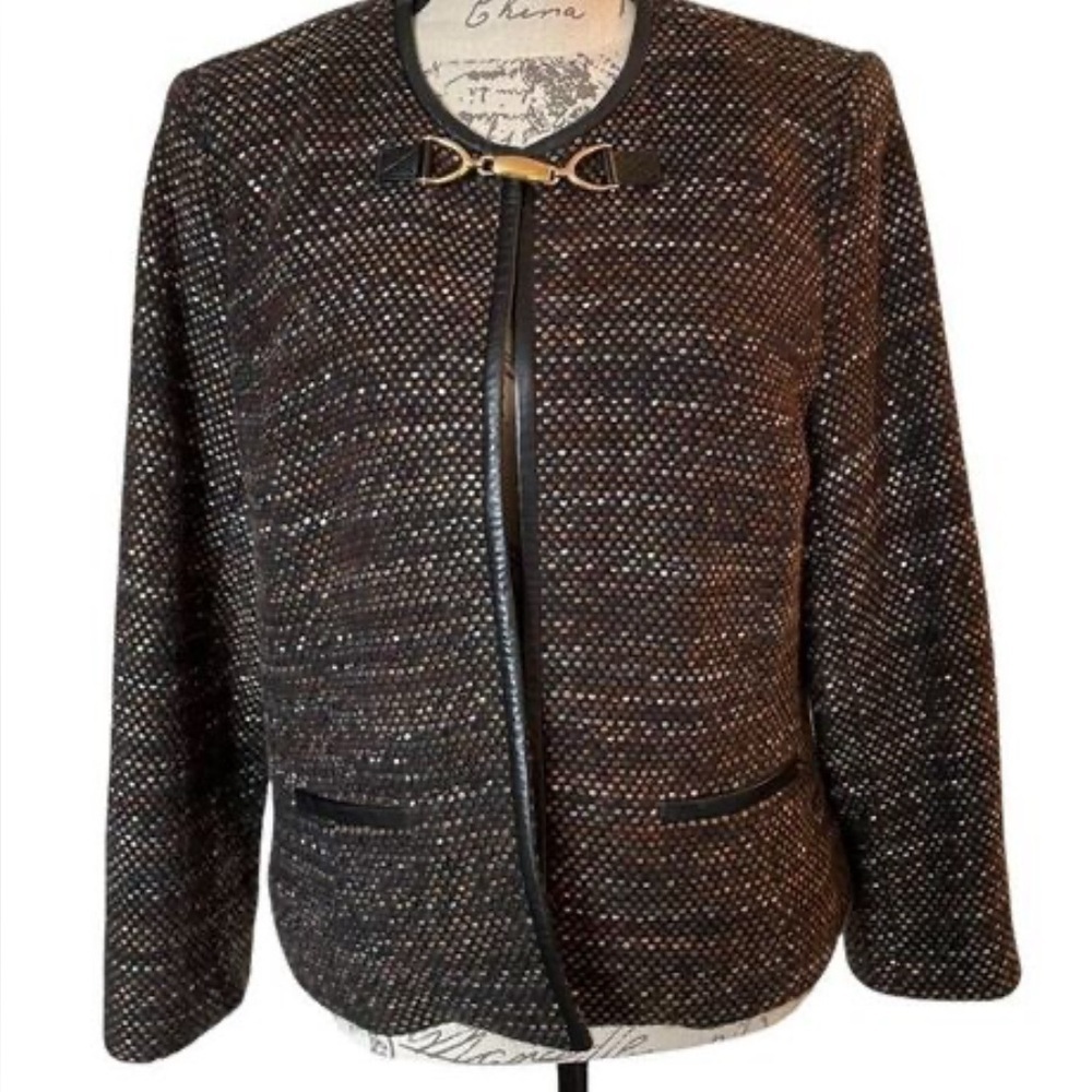 Doncaster Black and Gold Women's Tweed Blazer, Like New, Sz 6